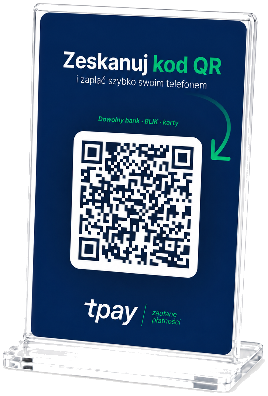 Tabliczka z kodem QR QR.Tpay na ladzie